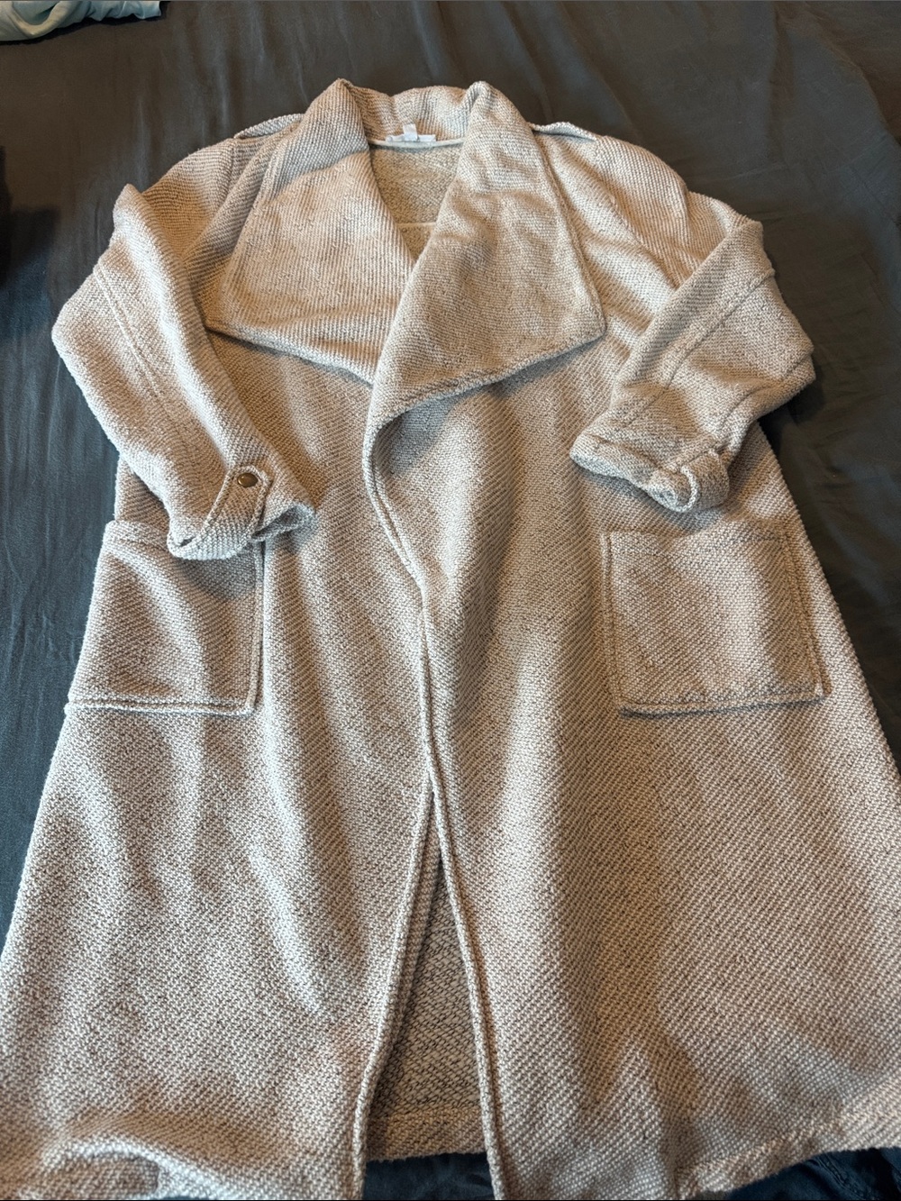 BB Dakota by Steve Madden Open-Front Knit Cardigan Coatigan - Light Beige